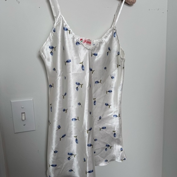Vintage White and blue Floral slip dress XS/S coquette cottage Fairycore - Picture 4 of 6